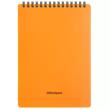 Блокнот А5 60 л. на гребне OfficeSpace "Neon" оранжевая пластиковая обложка