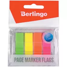 Флажки-закладки Berlingo 45*12 мм. 20 л*4 неоновых цвета в диспенсере