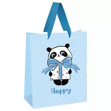Пакет подарочный 26*32*12 см. Meshu "PandaGift_Blue" отд. фольгой матовая ламинация