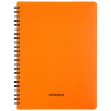 Тетрадь 48 л. А5 клетка на гребне OfficeSpace "Neon" пластиковая обложка оранжевая