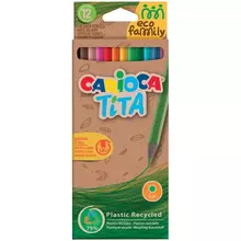 Карандаши цветные пластиковые Carioca "Tita. EcoFamily" 12 цв. заточенные картон