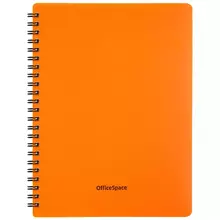 Тетрадь 60 л. А5 клетка на гребне OfficeSpace "Neon" пластиковая обложка оранжевая