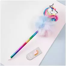Ручка шариковая Meshu "Rainbow Unicorn" синяя 07 мм. корпус ассорти с топпером