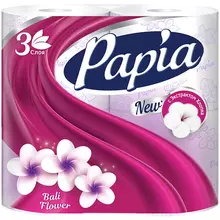 Бумага туалетная Papia "Балийский Цветок" 3-слойная 4 шт. ароматизир. тиснение белая