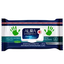 Салфетки влажные Aura Derma Protect, big-pack с крышкой, 15*20 см. 72 шт. антибакт. с ромашкой