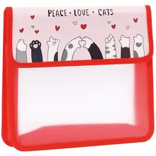 Папка для тетрадей 2 отделения А5 ArtSpace "Love Cats" пластик на липучке