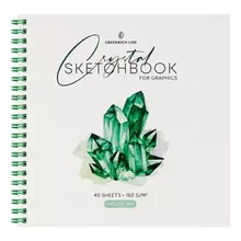 Скетчбук для графики и эскизов 40 л. 190*190 Greenwich Line "Crystal. Emerald Stone" на гребне 160г./м2