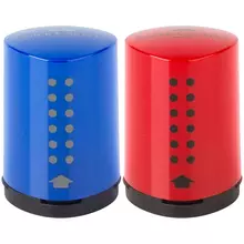 Точилка пластиковая Faber-Castell "Grip 2001 Mini" 1 отверстие контейнер красная/синяя