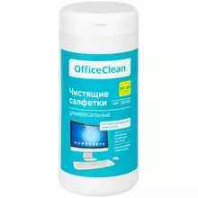 Универсальные влажные чистящие салфетки OfficeClean для очистки экранов и мониторов пластиковых поверхностей 50+50 шт