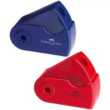 Точилка пластиковая Faber-Castell "Sleeve Mini" 1 отверстие контейнер красная/синяя