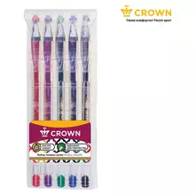 Набор гелевых ручек Crown "Hi-Jell Color" 5 шт. 5 цв. ПВХ уп. европодвес