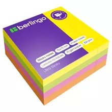Самоклеящийся блок Berlingo "Ultra Sticky" 75*75 мм. 320 л. 4 неоновых цвета