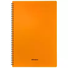 Тетрадь 60 л. А4 клетка на гребне OfficeSpace "Neon" пластиковая обложка оранжевая