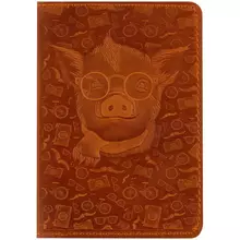 Обложка для паспорта Кожевенная мануфактура нат. кожа "Свин" коричневый