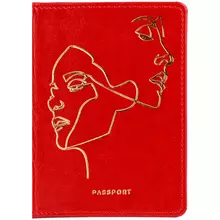 Обложка для паспорта OfficeSpace "Life line" иск. кожа красный тиснение фольгой