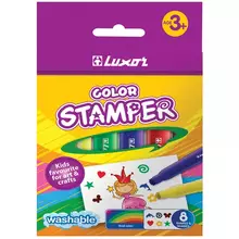 Фломастеры-штампы Luxor "Color Stamper" 8 цв. смываемые картон