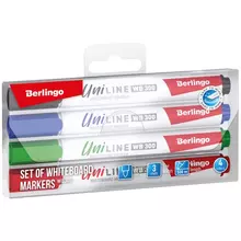 Набор маркеров для белых досок Berlingo "Uniline WB300" 4 цв. пулевидный 3 мм. PET