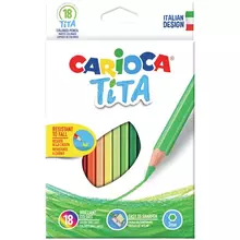Карандаши цветные пластиковые Carioca "Tita" 18 цв. заточенные картон