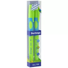 Ручка шариковая Berlingo "Initial", для левшей, светло-синяя, 0,7 мм. 2 шт. PET-пенал с европодвесом