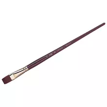 Кисть художественная синтетика бордовая Гамма "Вернисаж" плоскоовальная №22 длинная ручка