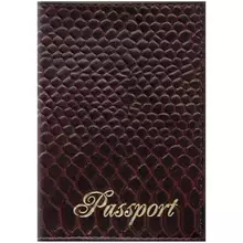 Обложка для паспорта OfficeSpace "Питон" кожа коричневый