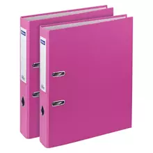 Папка-регистратор OfficeSpace 70 мм. бумвинил с карманом на корешке розовая