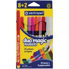 Фломастеры меняющие цвет Centropen "Duo Magic" 8 цв.+2 10 шт. 24 цв. картон