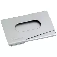 Визитница карманная Delucci из алюминия серебристого цвета легкий доступ подарочная упаковка