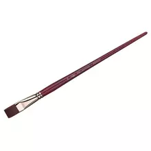 Кисть художественная синтетика бордовая Гамма "Вернисаж" плоская №24 длинная ручка