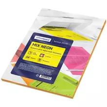 Бумага цветная OfficeSpace neon mix А4 80г./м2 100 л. (5 цветов)