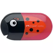 Точилка пластиковая с ластиком Faber-Castell "Ladybug" 2 отверстия контейнер