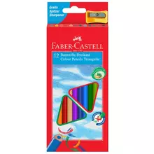 Карандаши цветные Faber-Castell "Ecopen" 12 цв. трехгранные заточенные картон с точилкой