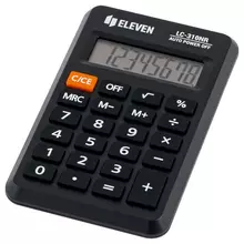 Калькулятор карманный Eleven LC-310NR 8 разрядов питание от батарейки 69*114*14 мм. черный