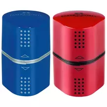 Точилка пластиковая Faber-Castell "Trio Grip 2001" 3 отверстия 2 контейнера красная/синяя