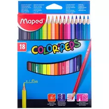 Карандаши цветные Maped "Color Peps" 18 цв. трехгранные заточенные картон