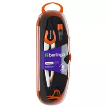 Готовальня Berlingo "Optimum", 3 предмета, циркуль 135 мм, пластиковый футляр, оранжевый