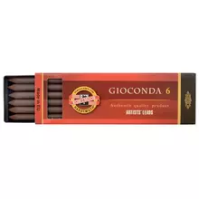 Сепия Koh-I-Noor "Gioconda", коричневая светлая, стержень, 5,6 мм. 6 шт. пластик короб