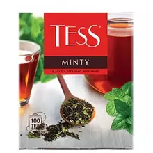 Чай Tess "Minty", черный, с ароматом мяты, 100 фольг. пакетиков по 1,5 г