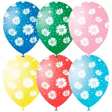 Воздушные шары 25 шт. M12/30 см. ПатиБум "Ромашки" пастель+декор растровый рисунок