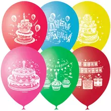 Воздушные шары 50 шт. M10/25 см. ПатиБум "С Днем Рождения" пастель+декор