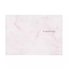 Обложка для паспорта OfficeSpace "розовый мрамор" кожа цветная печать тиснение фольгой