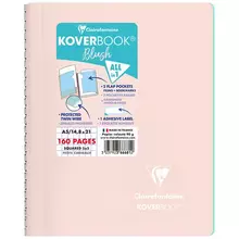 Тетрадь 80 л. А5 клетка на гребне Clairefontaine "Koverbook Blush" пластиковая обложка пудровая 90г./м2