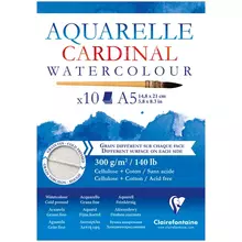 Альбом для акварели 10 л. А5 на склейке Clairefontaine "Cardinal" 300г./м2 торшон холод. пресс. хлопок