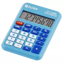 Калькулятор карманный Eleven LC-110NR-BL, 8 разрядов, питание от батарейки, 58*88*11 мм. голубой