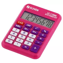 Калькулятор карманный Eleven LC-110NR-PK, 8 разрядов, питание от батарейки, 58*88*11 мм. розовый