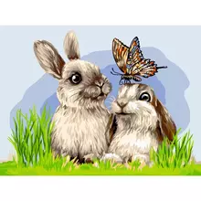 Картина по номерам на картоне Три Совы "Милые кролики" 30*40 с акриловыми красками и кистями
