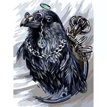 Картина по номерам на картоне Три Совы "Статный ворон" 30*40 с акриловыми красками и кистями