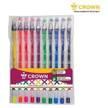 Набор гелевых ручек Crown "Hi-Jell Color" 10 шт. 10 цв. ПВХ уп. европодвес