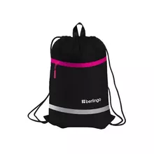 Мешок для обуви 1 отделение Berlingo "Basic pink", 360*460 мм. светоотражающая лента, карман на молнии