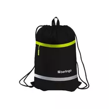 Мешок для обуви 1 отделение Berlingo "Basic yellow" 360*460 мм. светоотражающая лента карман на молнии